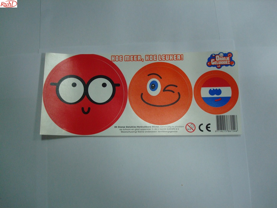 poppetje sticker oranje , Bril.