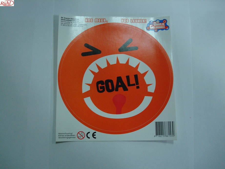 Poppetje sticker groot oranje , GOAL,