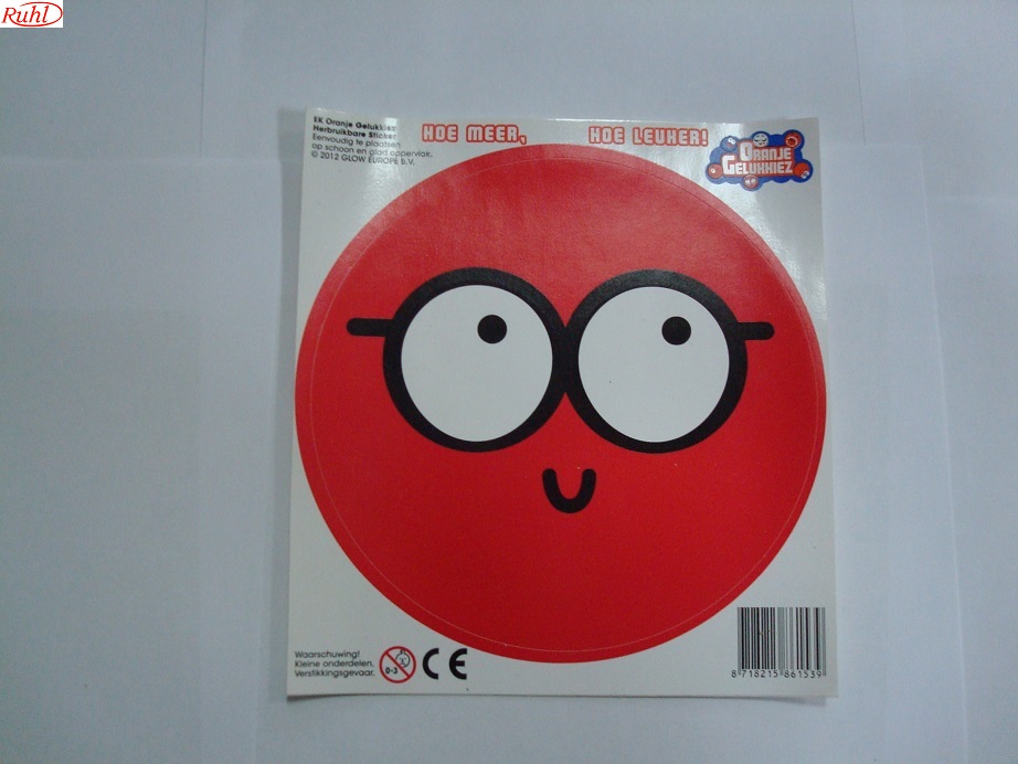 Poppetje sticker groot rood , Bril